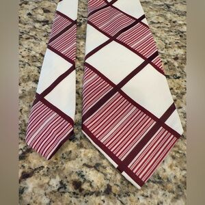 Howard retro tie off white burgundy pinkish red plaid